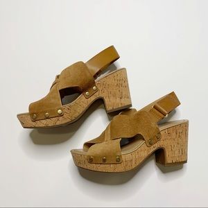 Franco Sarto Kicks Nubuck Platform Sandal Size 6.5